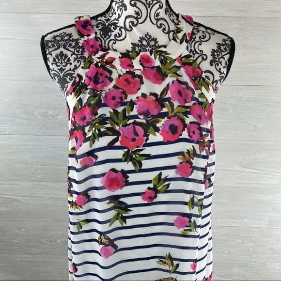 Betsey Johnson Striped Floral Halter Sheath Dress - Picture 2 of 7